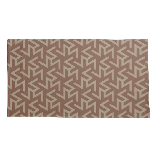 Retro Abstract Mid-Century Modern Patroon in Brown Kussensloop (Achterkant-Links)