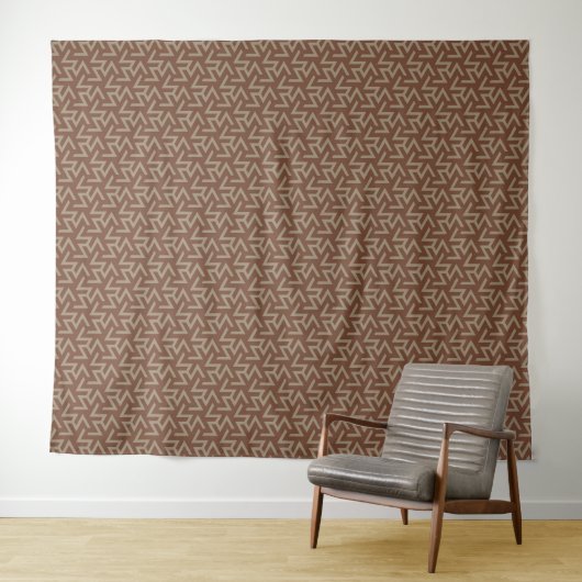 Retro Abstract Mid-Century Modern Patroon in Brown Wandkleed (In Situ (horizontaal))