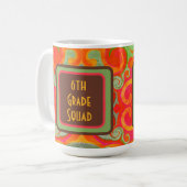 Retro Abstract Modern Teacher Initiaal Class Squad Koffiemok (Voorkant links)