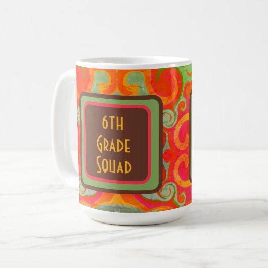Retro Abstract Modern Teacher Initiaal Class Squad Koffiemok (Voorkant links)