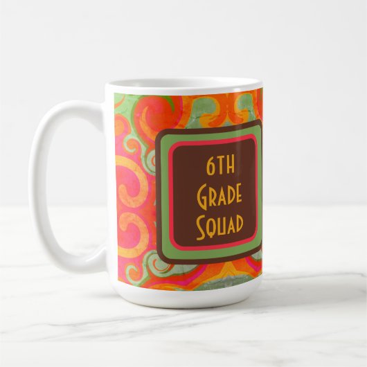 Retro Abstract Modern Teacher Initiaal Class Squad Koffiemok (Links)