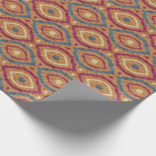 Retro abstract ontwerp in blauwe Ikat navajo stijl Cadeaupapier (Hoek)