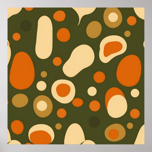 Retro Abstract Organic Shapes Pattern Poster (Voorkant)