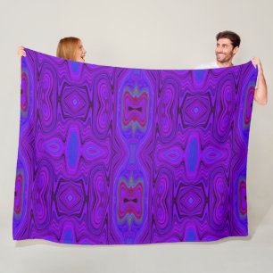 Retro Abstract Paars en Koningsblauw Patroon Fleece Deken