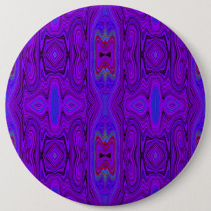 Retro Abstract Paars en Koningsblauw Patroon Ronde Button 6,0 Cm