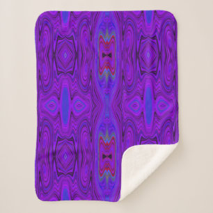 Retro Abstract Paars en Koningsblauw Patroon Sherpa Deken
