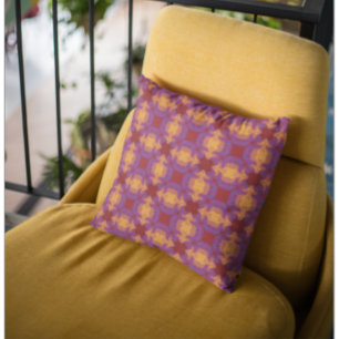  Retro Abstract Paars, rood, Oranje patroon Kussen