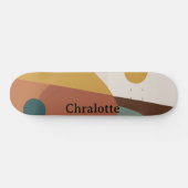 Retro abstract patroon bruin groen geel skateboard (Horizontaal)