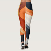 Retro Abstract Sinaasappel & Cream Pattern Leggings (Achterkant)