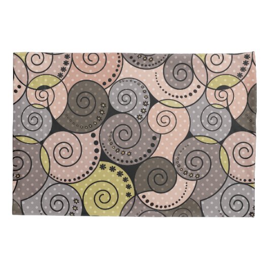 Retro, abstract, spiraalvormig kussensloop (Achterkant)