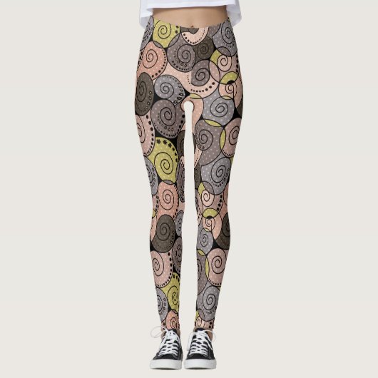 Retro, abstract, spiraalvormig leggings (Voorkant)