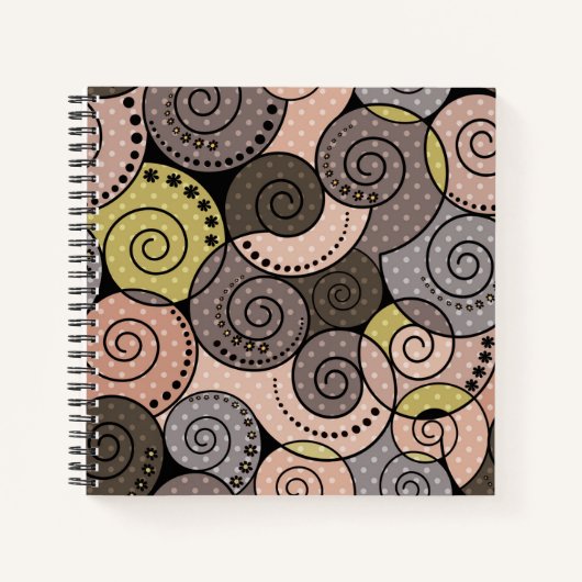 Retro, abstract, spiraalvormig notitieboek (Voorkant)