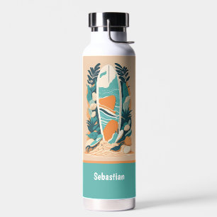 Retro Abstract Tropical Beach Surfboard Waterfles
