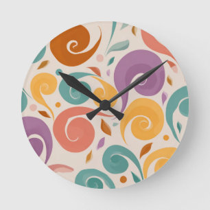 Retro Abstract Wervelend Pastelkleurig Worpkussen Ronde Klok