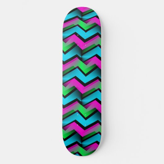 Retro Abstract Zigzag Pattern Skateboard (Voorkant)