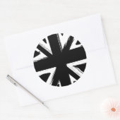 Retro abstract zwart union jack ontwerp ronde sticker (Envelop)