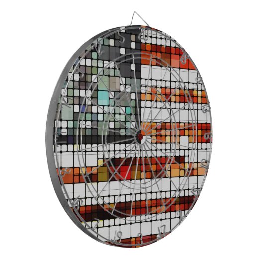 Retro Abstracte Amerikaanse vlag Dartbord (Voorkant Links)