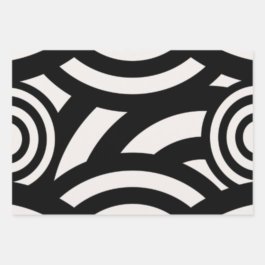 Retro Abstracte Arches Lines Black White Inpakpapier Vel (Voorkant 2)