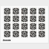 Retro  Abstracte Arches Lines Black White Vierkante Sticker (Vel)