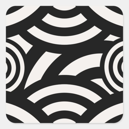 Retro  Abstracte Arches Lines Black White Vierkante Sticker (Voorkant)