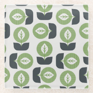 Retro Abstracte bladeren: naadloze stijl Glazen Onderzetter
