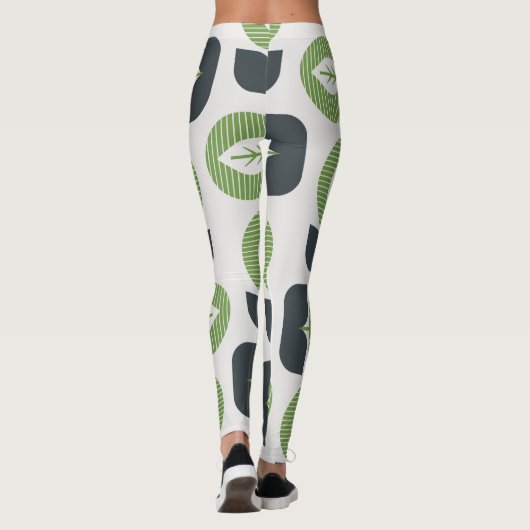 Retro Abstracte bladeren: naadloze  stijl Leggings (Achterkant)
