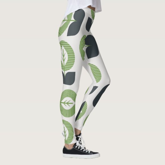 Retro Abstracte bladeren: naadloze  stijl Leggings (Rechts)