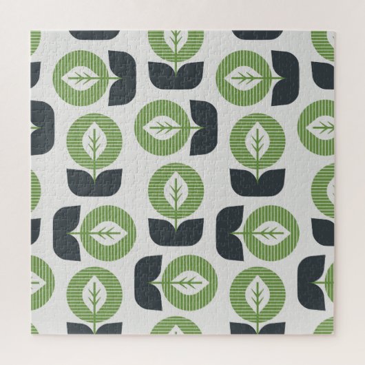 Retro Abstracte bladeren: naadloze stijl Legpuzzel (Verticaal)