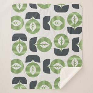 Retro Abstracte bladeren: naadloze  stijl Sherpa Deken