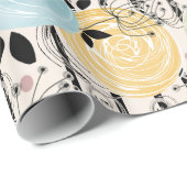 Retro, abstracte bloemen cadeaupapier (Rol Hoek)