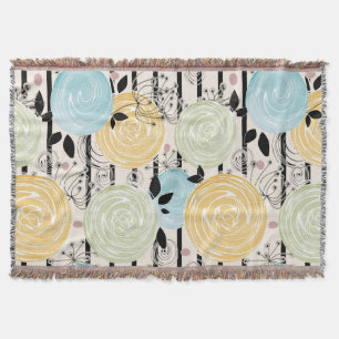 Retro, abstracte bloemen deken