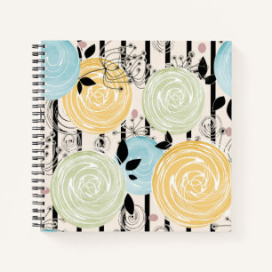Retro, abstracte bloemen notitieboek