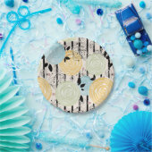 Retro, abstracte bloemen papieren bordje (Feest)