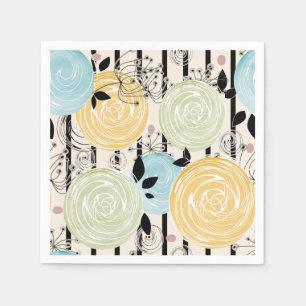 Retro, abstracte bloemen servet