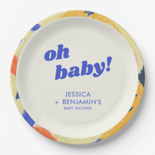 Retro Abstracte Botanische Pret Baby Shower Aangep Papieren Bordje