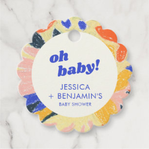 Retro Abstracte Botanische Pret Baby Shower Op Maa Bedankjes Labels
