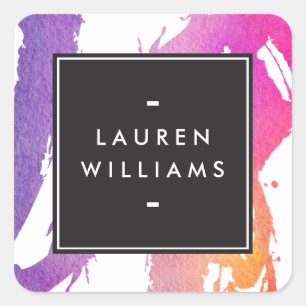 Retro Abstracte Bright Waterverf penseelstreken Vierkante Sticker