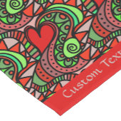 Retro Abstracte Doodle Red Hearts Romantic Name Korte Tafelloper (Hoek)