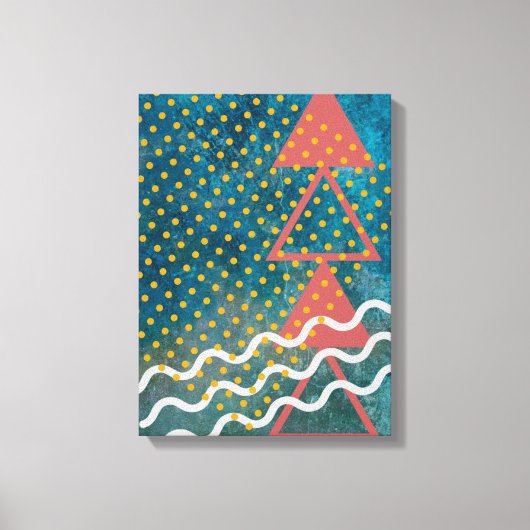 Retro Abstracte driehoek van vier en Stippen Canvas Afdruk (Voorkant)