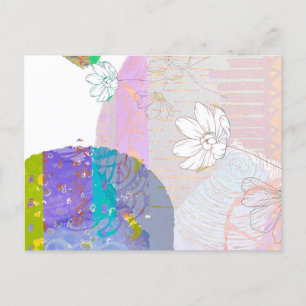 Retro Abstracte Floral Collage Briefkaart