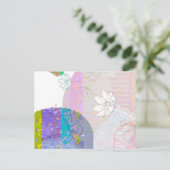 Retro Abstracte Floral Collage Briefkaart (Staand voorkant)