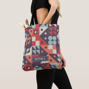 Retro Abstracte Geometrische Patroon Gepersonalise Draagtas