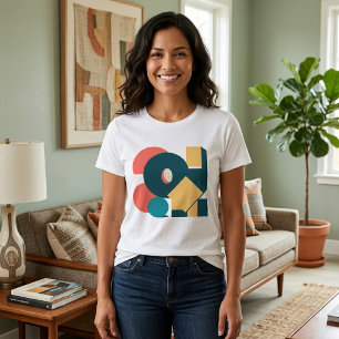 Retro Abstracte Geometrische Risograaf Kunst Desig T-shirt