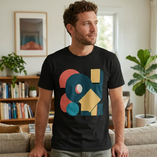 Retro Abstracte Geometrische Risograaf Kunst Desig T-shirt