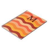 Retro abstracte golven oranje en geel Monogrammen Notitieboek (Linkerzijde)