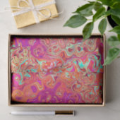 Retro Abstracte koraal en Paarse marmer Swirl Tissuepapier (Geschenk)