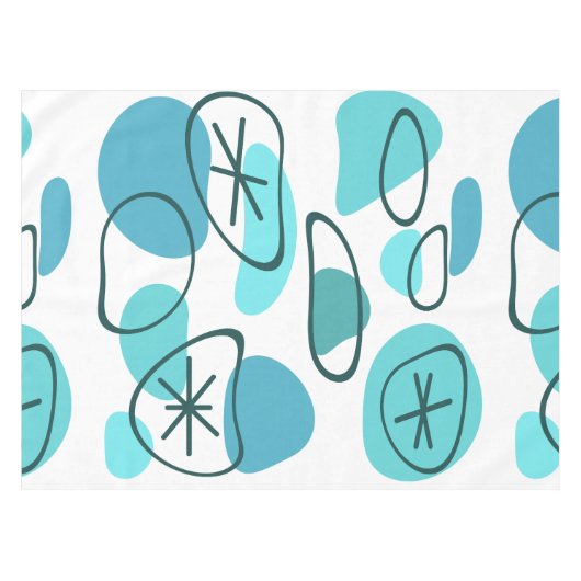 Retro Abstracte kunst Rocks Turquoise Tafelkleed (Voorkant (Horizontaal))