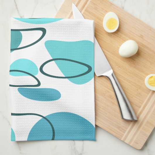 Retro Abstracte kunst Rocks Turquoise Theedoek (Quarter Fold)