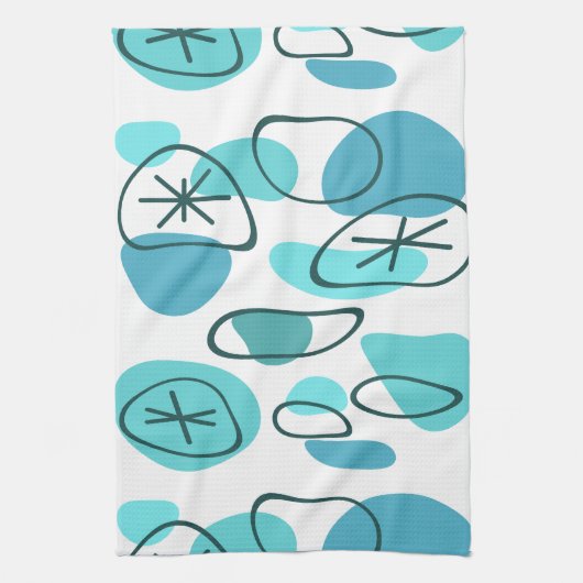 Retro Abstracte kunst Rocks Turquoise Theedoek (Verticaal)