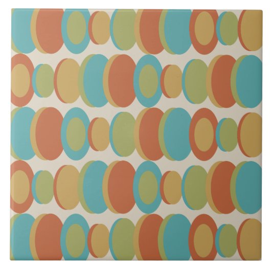 Retro Abstracte kunstcirkels veelkleurig Tegeltje (Voorkant)